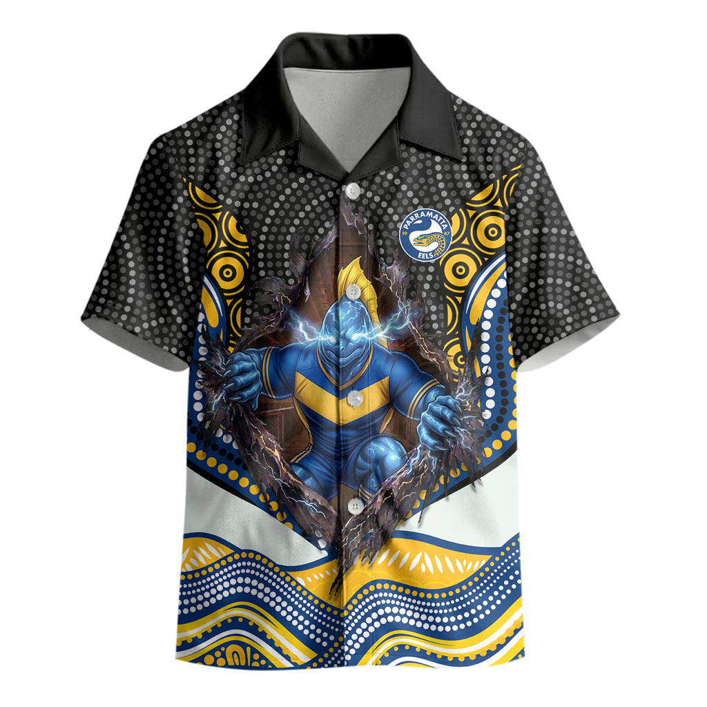 Parramatta Eels Kid Hawaiian Shirt The Scream of Lightning Eyes - Indigenous Dot Ripping Effect