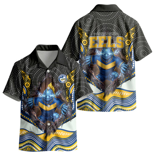 Parramatta Eels Kid Hawaiian Shirt The Scream of Lightning Eyes - Indigenous Dot Ripping Effect