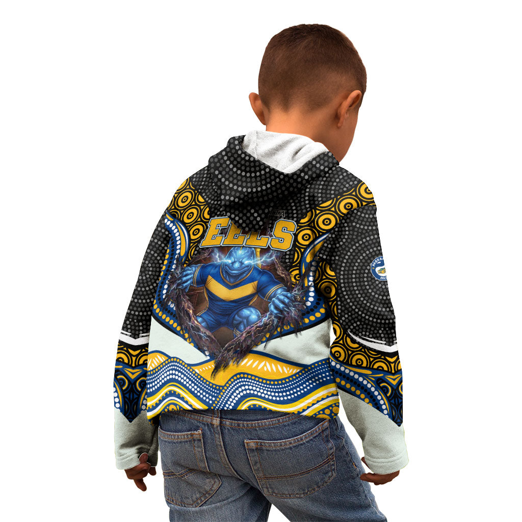 Parramatta Eels Kid Hoodie The Scream of Lightning Eyes - Indigenous Dot Ripping Effect