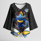 Parramatta Eels Kimono Sleeve Blouse The Scream of Lightning Eyes - Indigenous Dot Ripping Effect