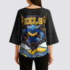 Parramatta Eels Kimono Sleeve Blouse The Scream of Lightning Eyes - Indigenous Dot Ripping Effect