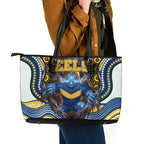 Parramatta Eels Leather Tote Bag The Scream of Lightning Eyes - Indigenous Dot Ripping Effect