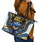 Parramatta Eels Leather Tote Bag The Scream of Lightning Eyes - Indigenous Dot Ripping Effect