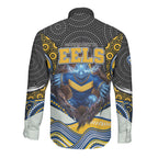 Parramatta Eels Long Sleeve Button Shirt The Scream of Lightning Eyes - Indigenous Dot Ripping Effect