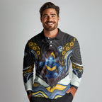 Parramatta Eels Long Sleeve Polo Shirt The Scream of Lightning Eyes - Indigenous Dot Ripping Effect