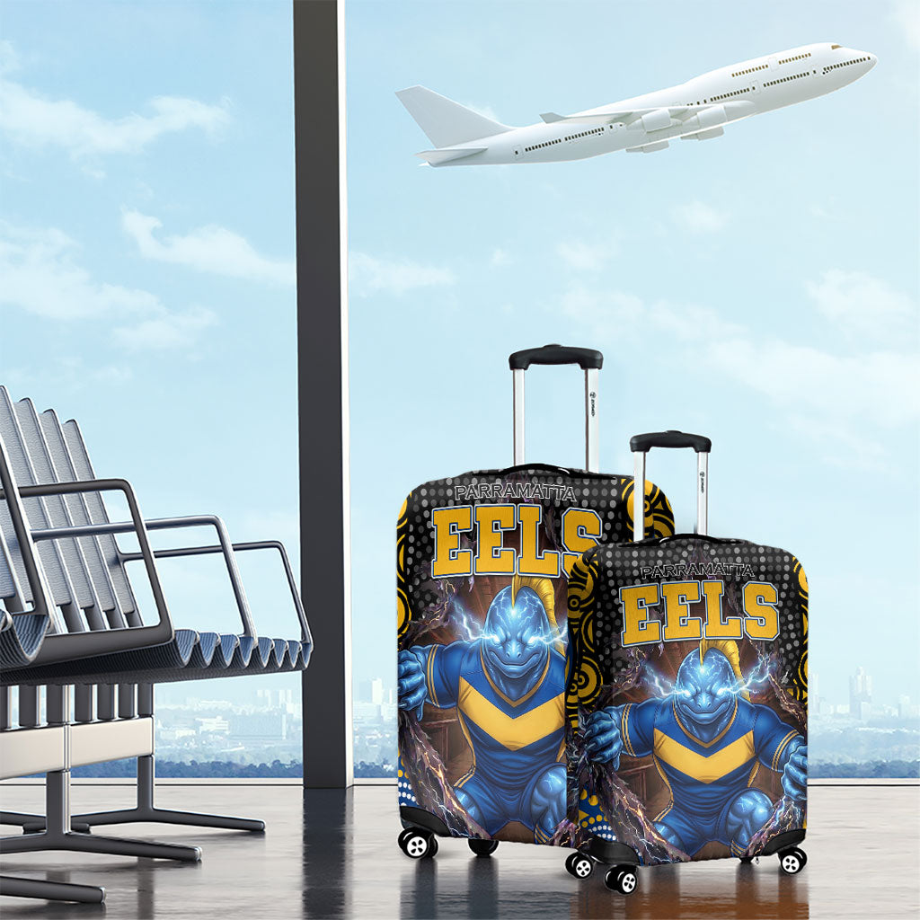 Parramatta Eels Luggage Cover The Scream of Lightning Eyes - Indigenous Dot Ripping Effect