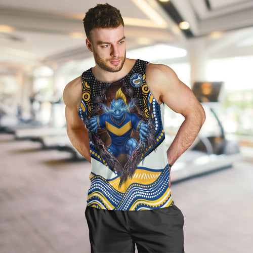 Parramatta Eels Men Tank Top The Scream of Lightning Eyes - Indigenous Dot Ripping Effect