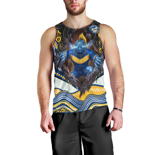 Parramatta Eels Men Tank Top The Scream of Lightning Eyes - Indigenous Dot Ripping Effect