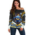 Parramatta Eels Off Shoulder Sweater The Scream of Lightning Eyes - Indigenous Dot Ripping Effect