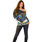Parramatta Eels Off Shoulder Sweater The Scream of Lightning Eyes - Indigenous Dot Ripping Effect