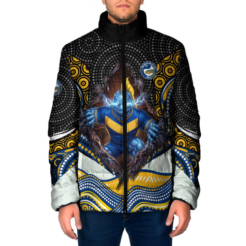 Parramatta Eels Padded Jacket The Scream of Lightning Eyes - Indigenous Dot Ripping Effect