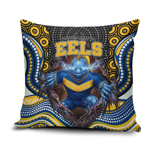 Parramatta Eels Pillow Cover The Scream of Lightning Eyes - Indigenous Dot Ripping Effect