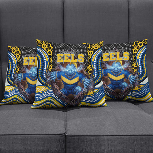 Parramatta Eels Pillow Cover The Scream of Lightning Eyes - Indigenous Dot Ripping Effect