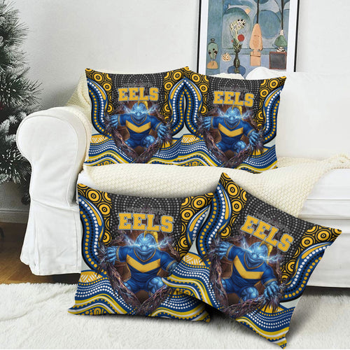 Parramatta Eels Pillow Cover The Scream of Lightning Eyes - Indigenous Dot Ripping Effect