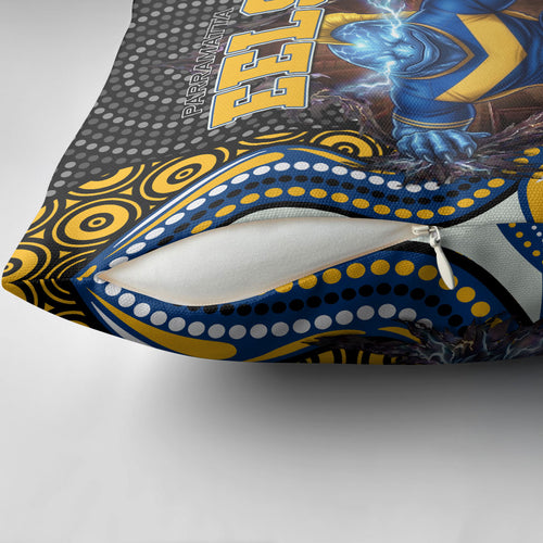 Parramatta Eels Pillow Cover The Scream of Lightning Eyes - Indigenous Dot Ripping Effect