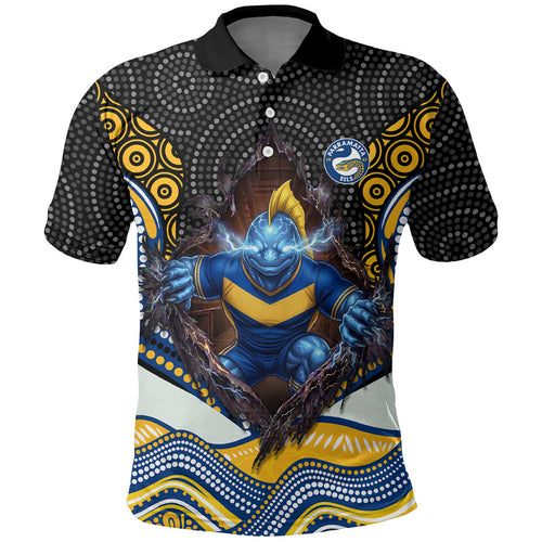 Parramatta Eels Polo Shirt The Scream of Lightning Eyes - Indigenous Dot Ripping Effect
