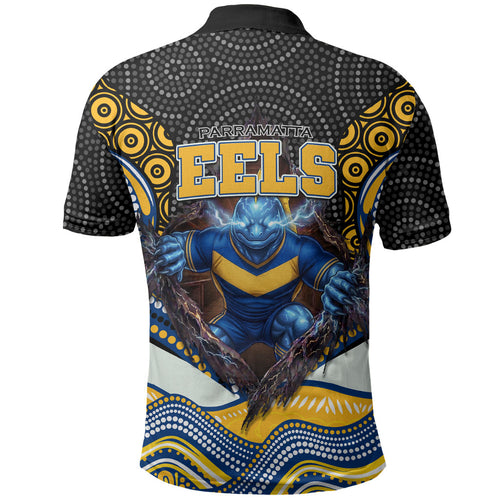 Parramatta Eels Polo Shirt The Scream of Lightning Eyes - Indigenous Dot Ripping Effect