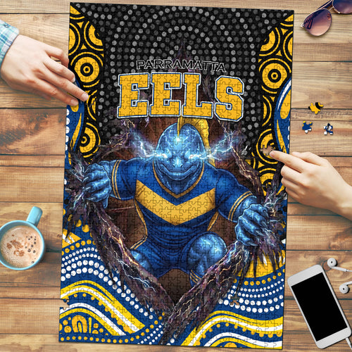 Parramatta Eels Puzzle The Scream of Lightning Eyes - Indigenous Dot Ripping Effect