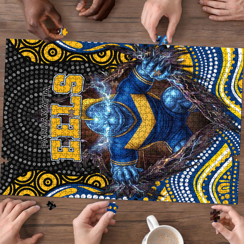 Parramatta Eels Puzzle The Scream of Lightning Eyes - Indigenous Dot Ripping Effect
