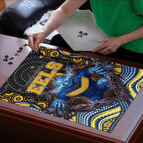 Parramatta Eels Puzzle The Scream of Lightning Eyes - Indigenous Dot Ripping Effect