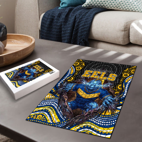 Parramatta Eels Puzzle The Scream of Lightning Eyes - Indigenous Dot Ripping Effect