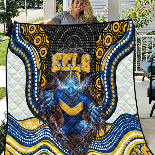 Parramatta Eels Quilt The Scream of Lightning Eyes - Indigenous Dot Ripping Effect