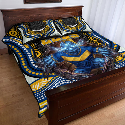 Parramatta Eels Quilt Bed Set The Scream of Lightning Eyes - Indigenous Dot Ripping Effect