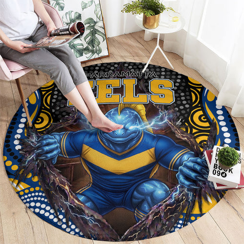 Parramatta Eels Round Carpet The Scream of Lightning Eyes - Indigenous Dot Ripping Effect
