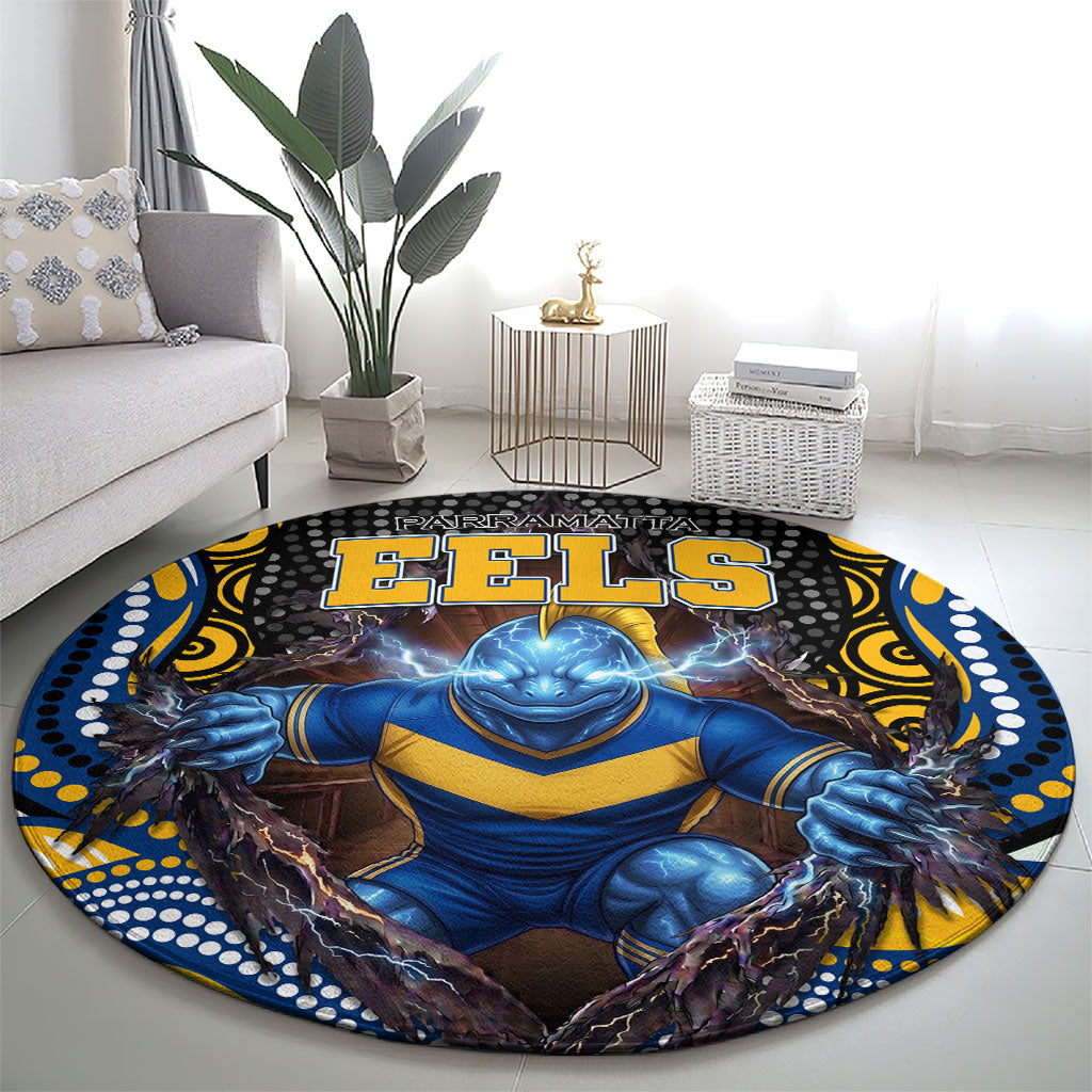 Parramatta Eels Round Carpet The Scream of Lightning Eyes - Indigenous Dot Ripping Effect