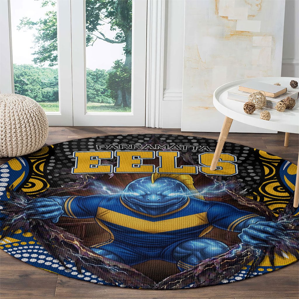 Parramatta Eels Round Carpet The Scream of Lightning Eyes - Indigenous Dot Ripping Effect