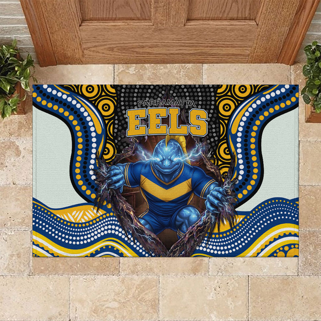Parramatta Eels Rubber Doormat The Scream of Lightning Eyes - Indigenous Dot Ripping Effect