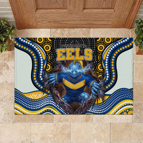 Parramatta Eels Rubber Doormat The Scream of Lightning Eyes - Indigenous Dot Ripping Effect