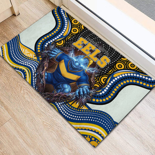 Parramatta Eels Rubber Doormat The Scream of Lightning Eyes - Indigenous Dot Ripping Effect