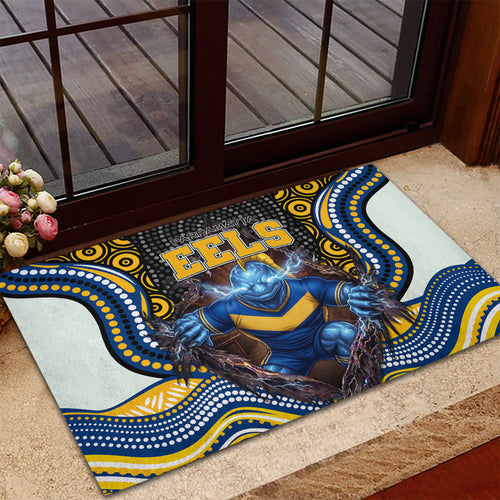 Parramatta Eels Rubber Doormat The Scream of Lightning Eyes - Indigenous Dot Ripping Effect