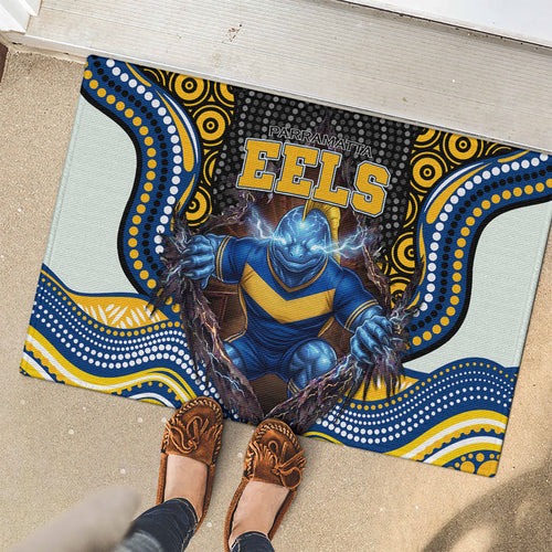 Parramatta Eels Rubber Doormat The Scream of Lightning Eyes - Indigenous Dot Ripping Effect
