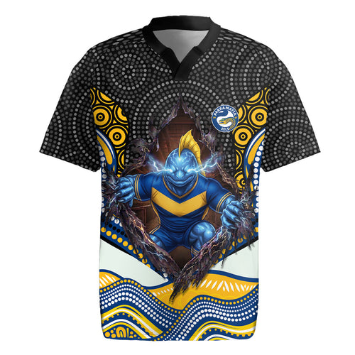 Parramatta Eels Rugby Jersey The Scream of Lightning Eyes - Indigenous Dot Ripping Effect
