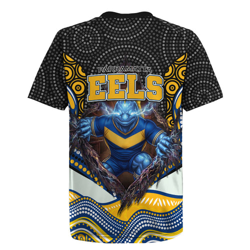 Parramatta Eels Rugby Jersey The Scream of Lightning Eyes - Indigenous Dot Ripping Effect