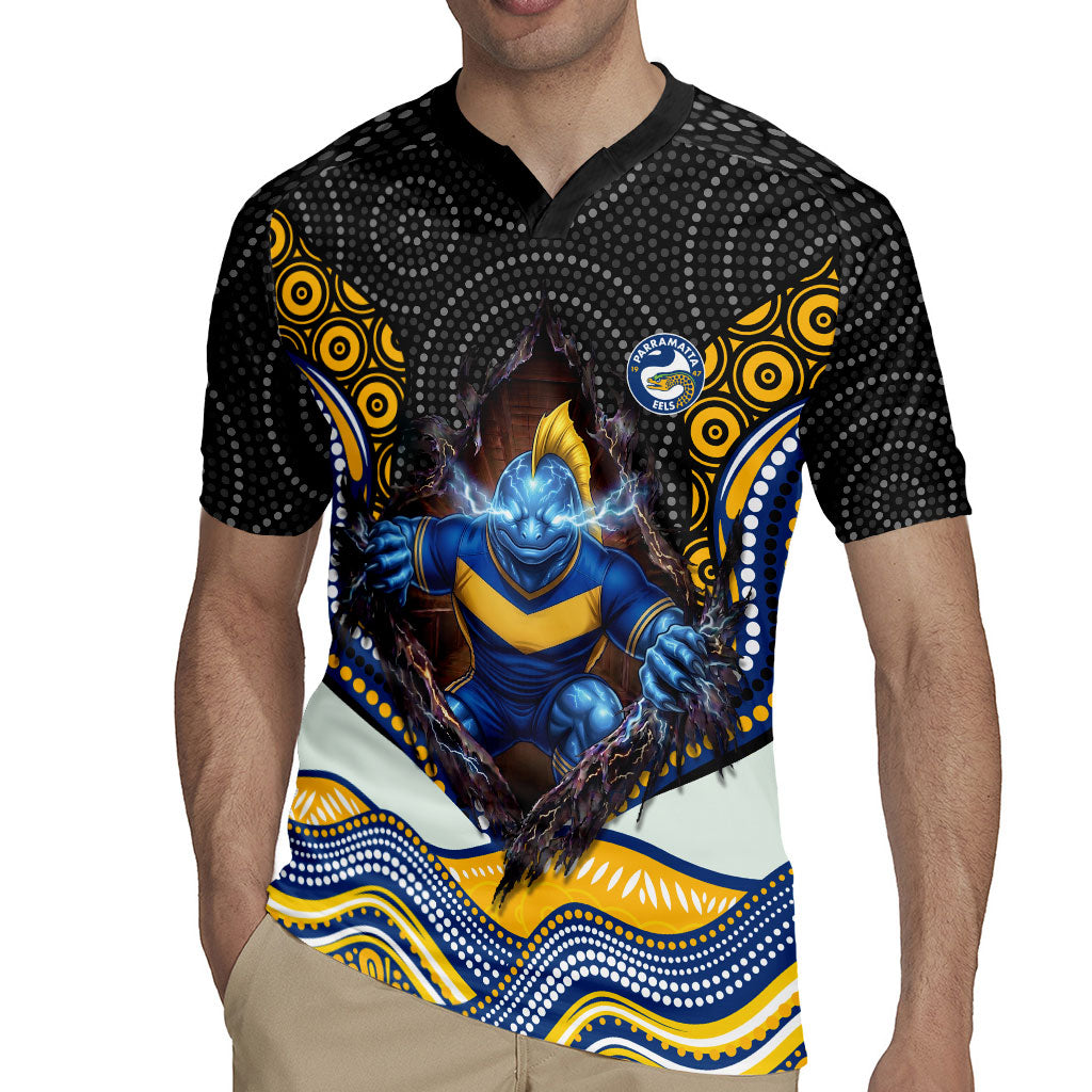 Parramatta Eels Rugby Jersey The Scream of Lightning Eyes - Indigenous Dot Ripping Effect