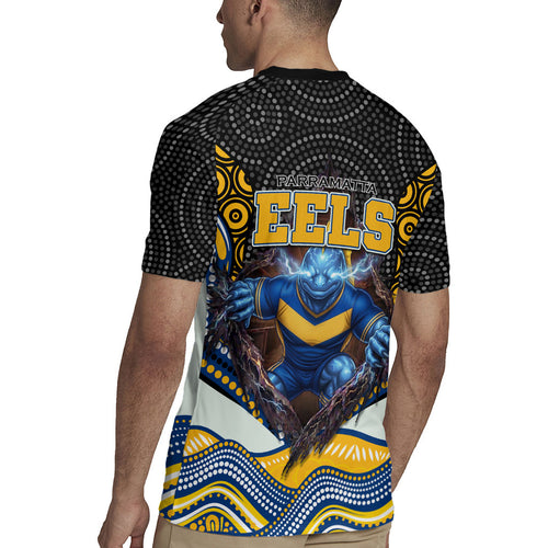 Parramatta Eels Rugby Jersey The Scream of Lightning Eyes - Indigenous Dot Ripping Effect
