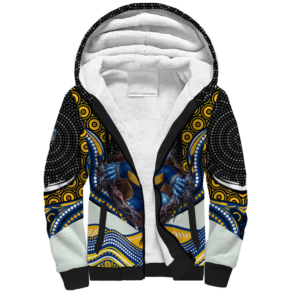 Parramatta Eels Sherpa Hoodie The Scream of Lightning Eyes - Indigenous Dot Ripping Effect