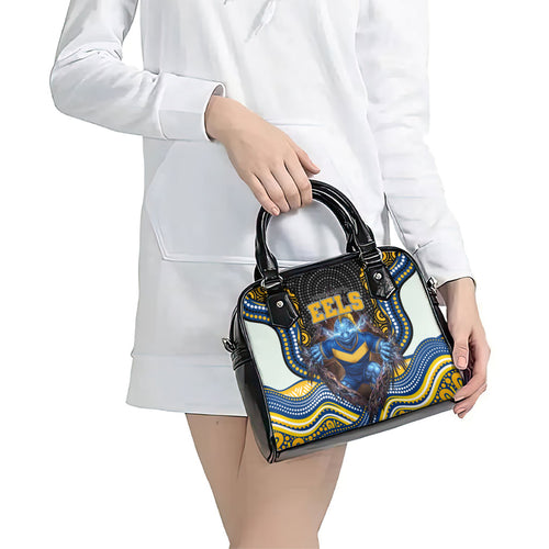 Parramatta Eels Shoulder Handbag The Scream of Lightning Eyes - Indigenous Dot Ripping Effect