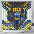 Parramatta Eels Shower Curtain The Scream of Lightning Eyes - Indigenous Dot Ripping Effect