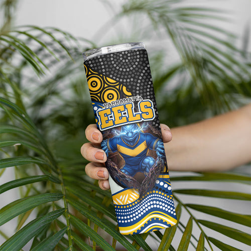 Parramatta Eels Skinny Tumbler The Scream of Lightning Eyes - Indigenous Dot Ripping Effect