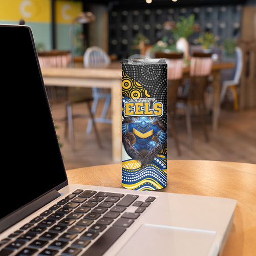Parramatta Eels Skinny Tumbler The Scream of Lightning Eyes - Indigenous Dot Ripping Effect