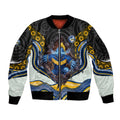 Parramatta Eels Sleeve Zip Bomber Jacket The Scream of Lightning Eyes - Indigenous Dot Ripping Effect