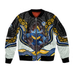Parramatta Eels Sleeve Zip Bomber Jacket The Scream of Lightning Eyes - Indigenous Dot Ripping Effect