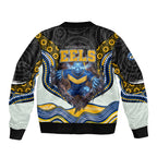 Parramatta Eels Sleeve Zip Bomber Jacket The Scream of Lightning Eyes - Indigenous Dot Ripping Effect