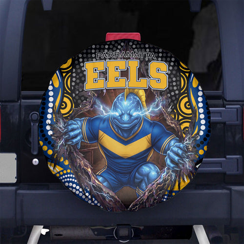 Parramatta Eels Spare Tire Cover The Scream of Lightning Eyes - Indigenous Dot Ripping Effect