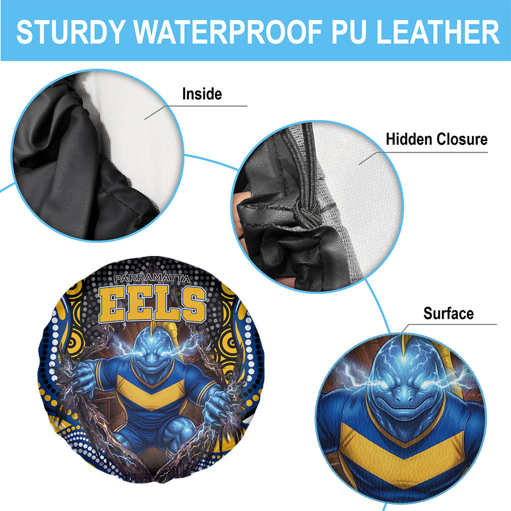Parramatta Eels Spare Tire Cover The Scream of Lightning Eyes - Indigenous Dot Ripping Effect