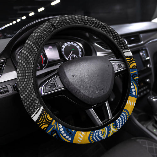 Parramatta Eels Steering Wheel Cover The Scream of Lightning Eyes - Indigenous Dot Ripping Effect